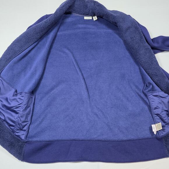 L.L. Bean Womens Size M Navy Royal Blue Soft Cozy Fleece Open Cardigan Sweater - Picture 3 of 10